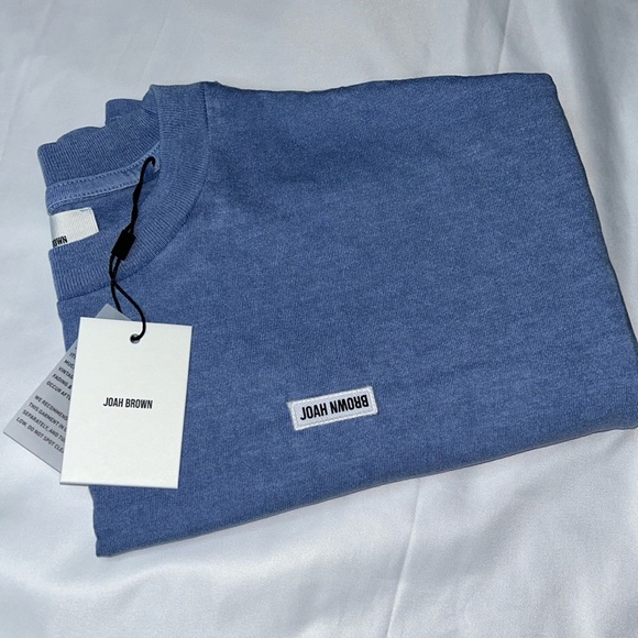 JOAH BROWN OVERSIZED CREW TEE IN DENIM - Picture 3 of 3